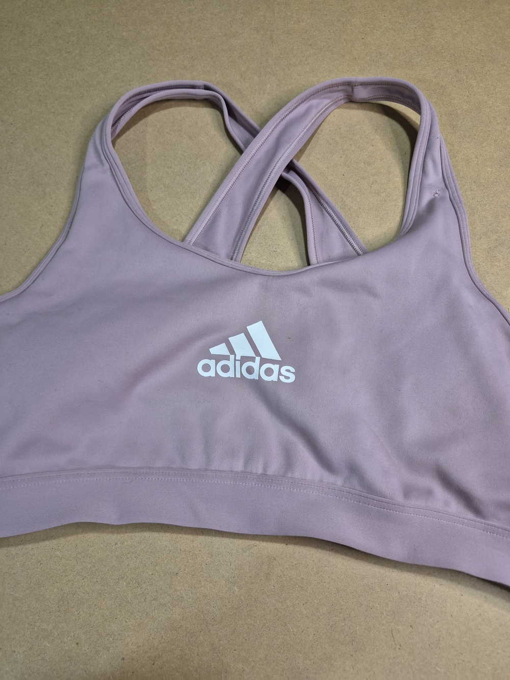 adidas Women's Light Mauve Sports Bra - Crossback Support